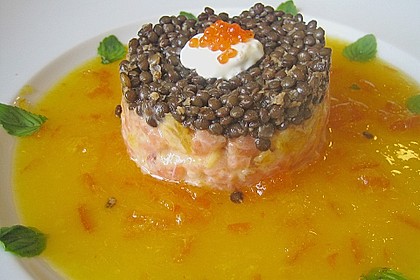 Lachs - Orangen - Tartar mit  Belugalinsen 1