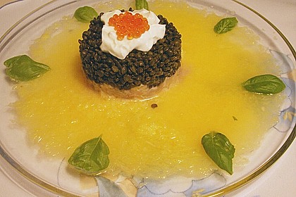 Lachs - Orangen - Tartar mit  Belugalinsen 2