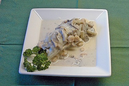 Fischr&ouml;llchen in Pilz - Shrimps - So&szlig;e