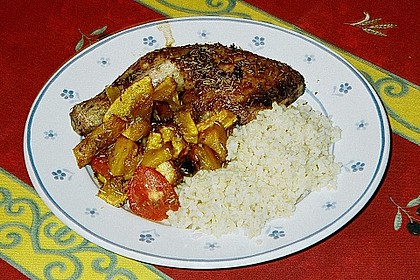 Hähnchenschenkel auf Kürbis aus dem Ofen 7