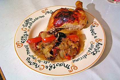 Hähnchenschenkel auf Kürbis aus dem Ofen 6