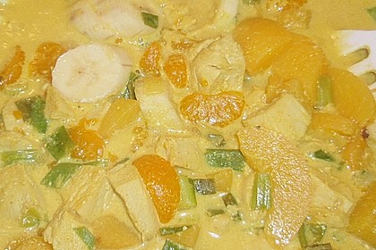 Geschnetzeltes Bombay mit Erdnuss - Reis