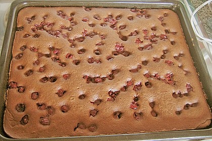 Schneller Blechkuchen Schoko - Kirsch 16