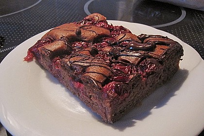 Schneller Blechkuchen Schoko - Kirsch 26