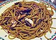 Spaghettini mit frischen Champignons, Speck und Lauchzwiebeln