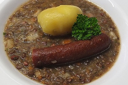 Linseneintopf mit Knacker 1