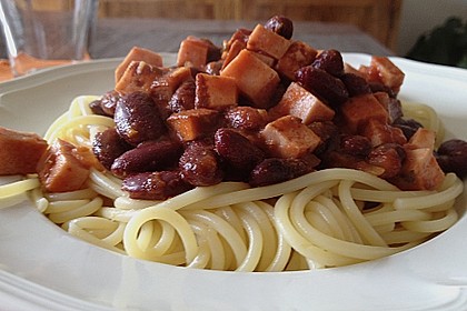 Chili - Spaghetti mit Fleischk&auml;se