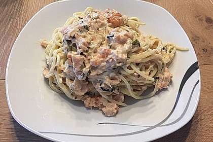 Bandnudeln mit Lachssauce 2