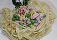 Bandnudeln mit Lachs - Ragout