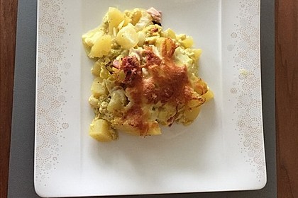 Kartoffel-Lauch-Auflauf mit Schinken 13