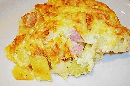 Kartoffel-Lauch-Auflauf mit Schinken 4