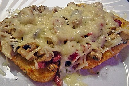 Champignon - R&ouml;sti mit K&auml;se &uuml;berbacken