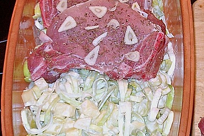 Kotelett im R&ouml;mertopf mit Meerrettich - Kartoffel - Lauch