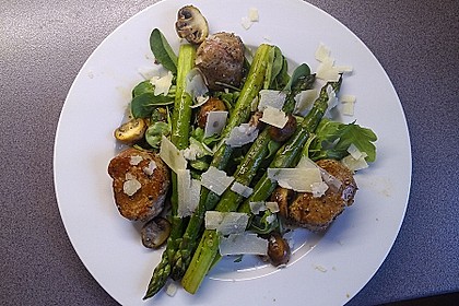 Schweinefilet mit Rucola und grünem Spargel 2