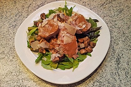 Schweinefilet mit Rucola und grünem Spargel 8