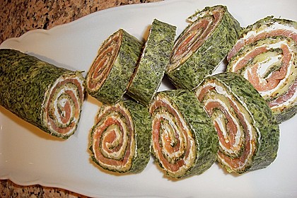 Lachsrolle mit Spinat und Frischkäse 37