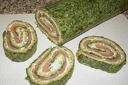 Lachsrolle mit Spinat und Frischkäse 17