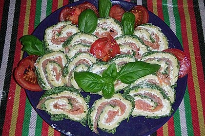 Lachsrolle mit Spinat und Frischkäse 112