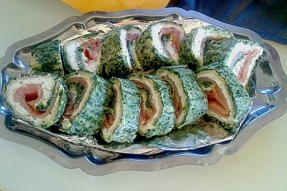 Lachsrolle mit Spinat und Frischkäse 62
