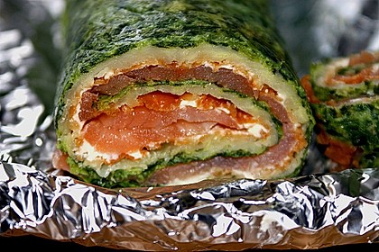 Lachsrolle mit Spinat und Frischkäse 8