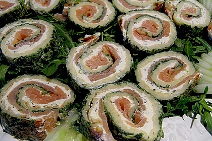 Lachsrolle mit Spinat und Frischkäse 58
