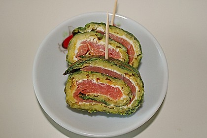 Lachsrolle mit Spinat und Frischkäse 35