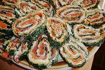 Lachsrolle mit Spinat und Frischkäse 114