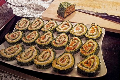 Lachsrolle mit Spinat und Frischkäse 60
