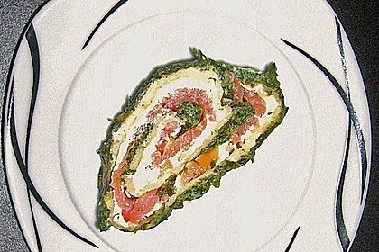 Lachsrolle mit Spinat und Frischkäse 111