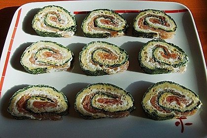 Lachsrolle mit Spinat und Frischkäse 85