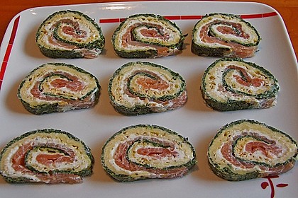 Lachsrolle mit Spinat und Frischkäse 6