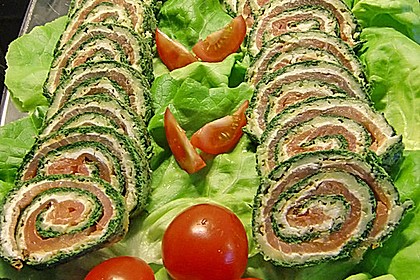 Lachsrolle mit Spinat und Frischkäse 11