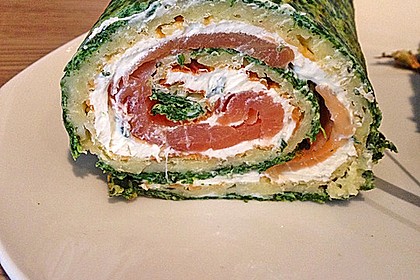 Lachsrolle mit Spinat und Frischkäse 12