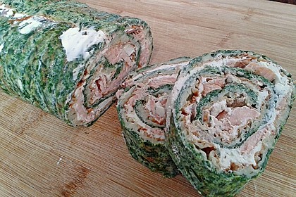 Lachsrolle mit Spinat und Frischkäse 128