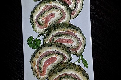 Lachsrolle mit Spinat und Frischkäse 75