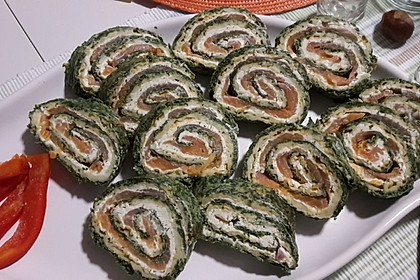 Lachsrolle mit Spinat und Frischkäse 105