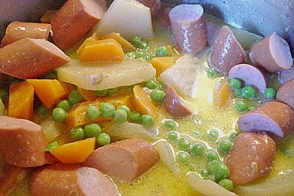 Kohlrabi - M&ouml;hren - Ragout mit W&uuml;rstchen 1