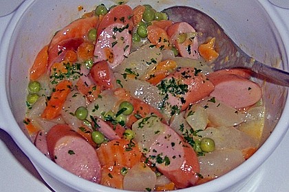 Kohlrabi - M&ouml;hren - Ragout mit W&uuml;rstchen 2
