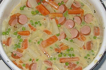 Kohlrabi - M&ouml;hren - Ragout mit W&uuml;rstchen 3