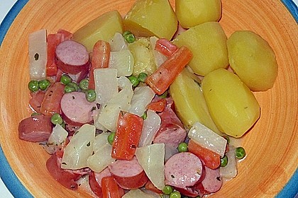 Kohlrabi - M&ouml;hren - Ragout mit W&uuml;rstchen 4