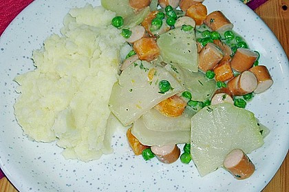 Kohlrabi - M&ouml;hren - Ragout mit W&uuml;rstchen 6