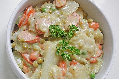 Kohlrabi - M&ouml;hren - Ragout mit W&uuml;rstchen