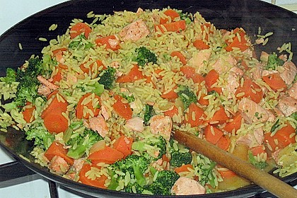 Bunte Reis - Fisch - Pfanne 3