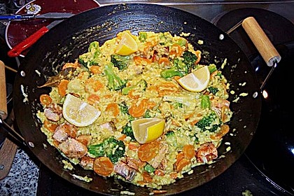 Bunte Reis - Fisch - Pfanne 4