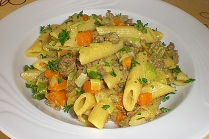Curryrahm - Nudeln mit Hackfleisch 1