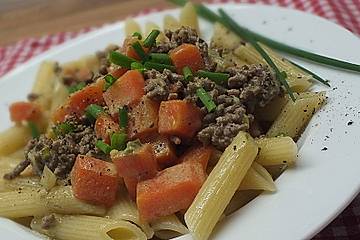 Curryrahm - Nudeln mit Hackfleisch