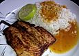 Wildlachs an Melonen - Chili - Sauce und Dillreis