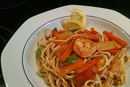 Shrimps - Gem&uuml;se - Mie Nudel - Wok, s&uuml;&szlig;- scharf