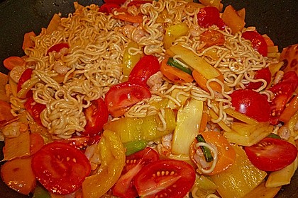 Shrimps - Gem&uuml;se - Mie Nudel - Wok, s&uuml;&szlig;- scharf 1