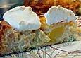 Rhabarber - Pfirsichkuchen mit Baisertupfen vom Blech